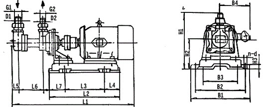   3G25×4、3G36×4型船用三螺桿泵外形及安裝尺寸